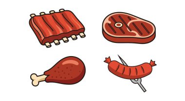 BBQ Et Hattı sanatı renk illüstrasyonuName