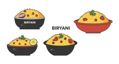 Biryani Çizgi Sanat Rengi Tasarımı