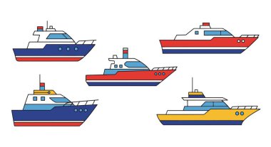 Tekne Hattı sanat vektör rengi temiz tasarım
