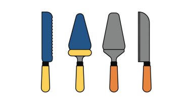 Pasta Bıçak Çizgisi Renkli dijital illüstrasyon