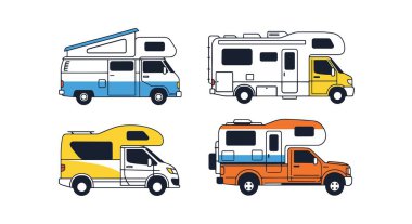 Camper Van Line renkli dijital illüstrasyon