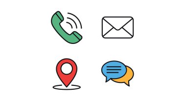 Beyaz Arkaplan Vektörü İzole Edilmiş Elementler Üzerinde 4 Evrensel Simge Kümesi