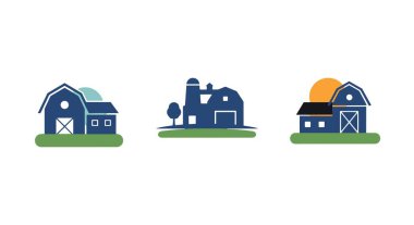 Çiftlik Silüeti Çizgisi Rengi Dolu