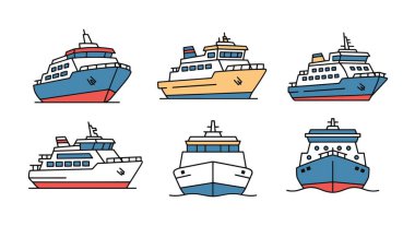 Feribot Simgesi Çizgisi Sanat rengi modern