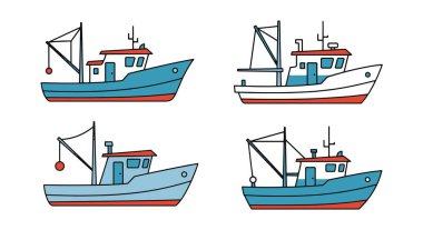 Balıkçı teknesi renkli modern stil