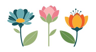 Çiçek Çiçeği Çizgisi Renk Moda Tasarımı