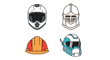 Motosiklet kaskı vektör çizim logosu seti