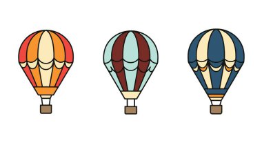 Sıcak hava balonu simgelerinin vektör kümesi
