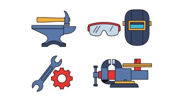 Metal Çalışma Çizgisi Renk Sanat Düz Tasarımı