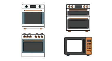 Fırın Çizgisi sanat vektörü ayarlandı