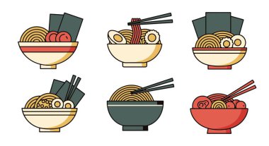 Bir dizi Japon yemeğinin vektör çizimi