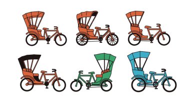 Rickshaw Hattı sanat rengi düz stil