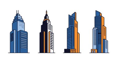 Gökdelen Çizgisi sanat vektörü ayarlandı