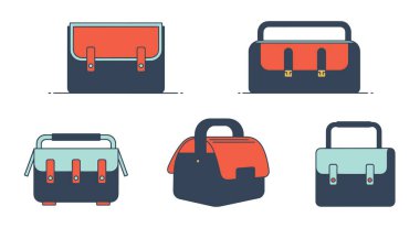 Seyahat için bir valiz seti. düz dizayn. seyahat, turizm, tatil ve gezi, seyahat kavramı.