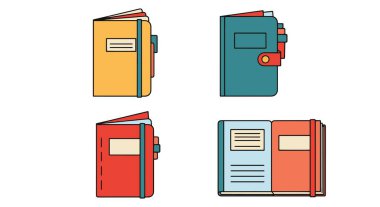 kitap simgesi seti, vektör illüstrasyonu