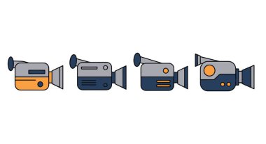 Video kamera ikon vektör tasarımı seti