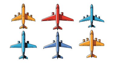 Aircraft Top View simple minimal color illustration