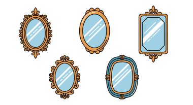 Antik Ayna Çizgisi soyut modern biçim illüstrasyonu