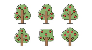 Apple Tree Line sanatı yumuşak dinamik ton illüstrasyonu