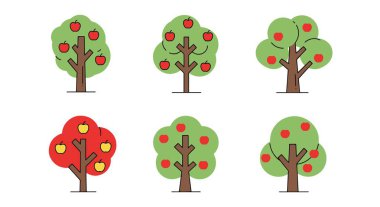 Apple Tree Line sanat yumuşak ton vektör tasarımı