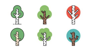 Huş Ağacı Çizgisi sanatı soyut temiz ton çizimi