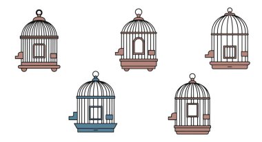 Kuş Kafesi Çizgisi sanat dijital illüstrasyon soyut renk vektörü