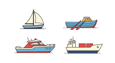 Tekne Çizgisi sanat vektörü renk tasarımı