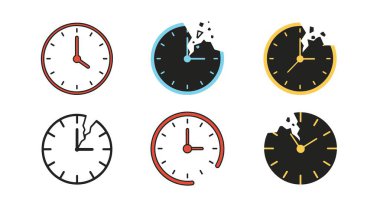 Broken Clock Line shape color vector design