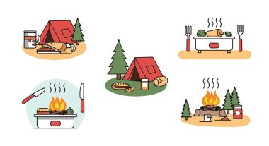 Yemek Hattı Kampı sanatı zarif renkli soyut vektör