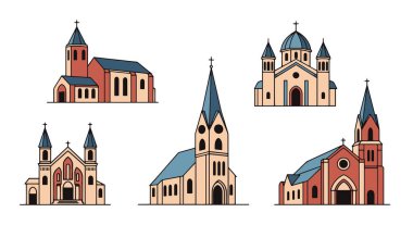 Kilise Çizgisi Sanat Renkli Yaratıcı Tasarım Çizimi