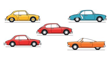 Klasik araba çizgisi yaratıcı renk vektörü tasarımı