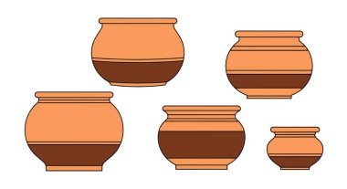 Clay Pot Line sanat yumuşak ton vektör tasarımı