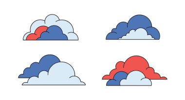 Bulutlu Çizgi Sanatı Yaratıcı Konsepti Renkli dijital renk vektörü