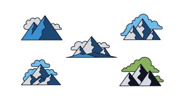 Bulutlu Dağ Zirvesi modern renk tasarımı çizimi