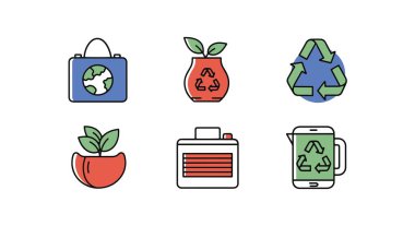 Eko Dostane Çizgi Sanat Rengi Görünümü Temiz Modern Vektör