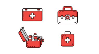 İlk Yardım Kiti Çizgisi modern renk çizimi tasarımı