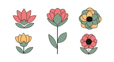 Flower Line art contemporary color design vector
