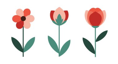 Flower Line art minimal shape color illustration