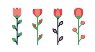 Flower Stem Line art creative bold style illustration