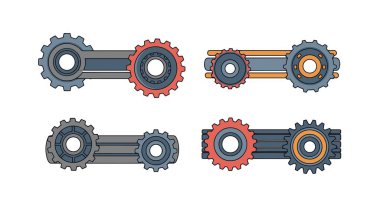 Gear Rack Çizgisi sanat yaratıcı renk vektörü tasarımı