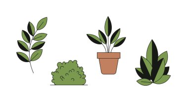 Greenery Line art creative color filled design shape illustration