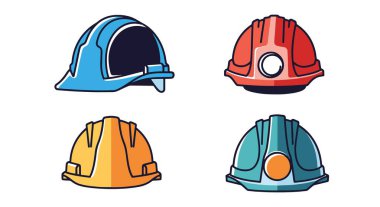 Hard Hat Çizgisi sanat çağdaş renk tasarım vektörü
