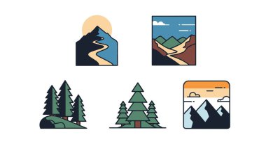 High Mountain Trail Modern yumuşak ton illüstrasyonu