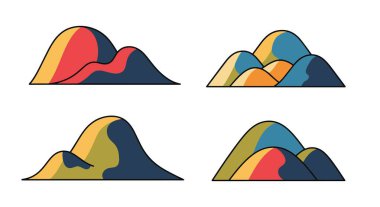 Tepeler Çizgisi Sanatı soyut renkli çizimler