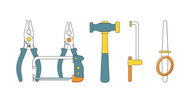 Mücevher Araçları Çizgisi Grafik Sanatı Modern Düz Çizim