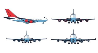 Jumbo Jet Hattı Sanat Sanatı Modern Renk Çizimi