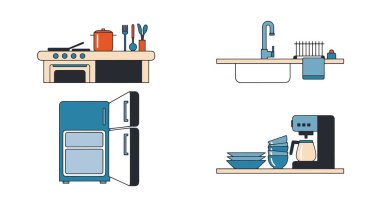 Mutfak Hattı sanatı renkli modern stil soyut illüstrasyon