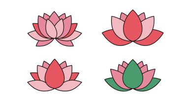Lotus Hattı sanatı düz tasarım minimal grafik renk vektörü