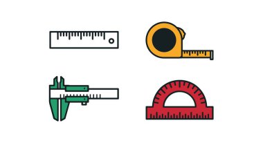 Ölçüm Çizgisi Sanatı Renkli şekil vektör çizimi