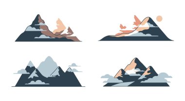 Puslu Dağlar Çizgisi soyut temiz biçim çizimi